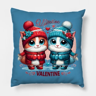 Adorable Couple Cats for Valentine's Day Pillow