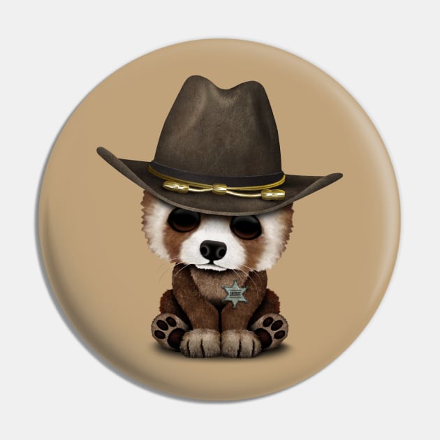 Cute Baby Red Panda Sheriff Pin by jeffbartels