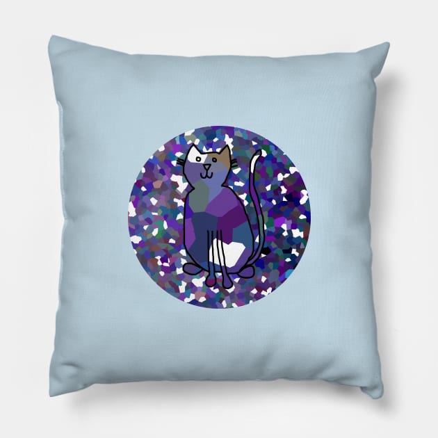 Small Cat on Blue Pillow by ellenhenryart