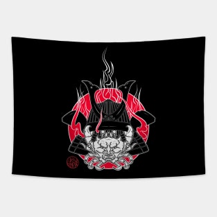 Crab and samurai helmet Tapestry