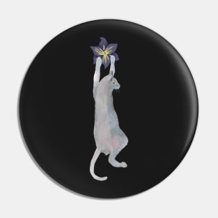 Cat climbing on a flower Pin