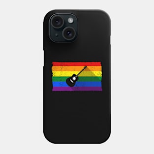 Pride Rainbow Flag - Acoustic Guitar Shadow Phone Case