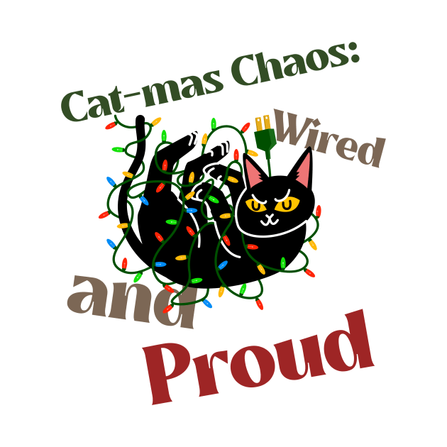 Funny Proud Black Cat Christmas Wires, CatMas by Kamran Sharjeel