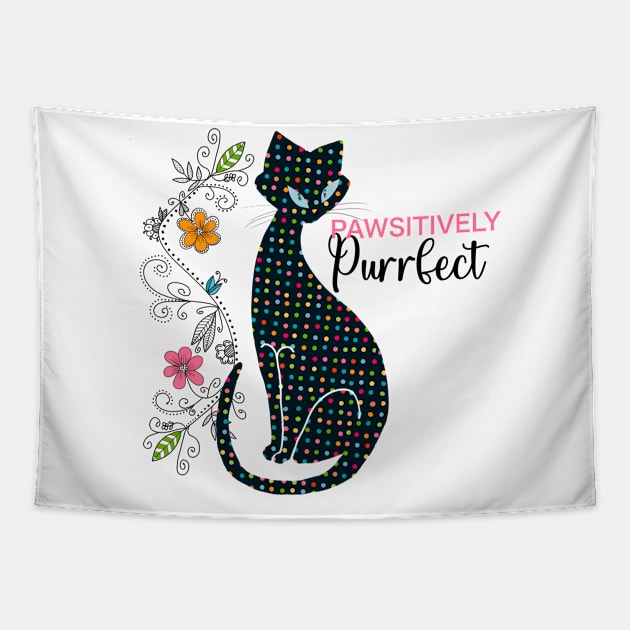 Pawsitively Purrfect Cat Silhouette Tapestry by Simply Robin Creations