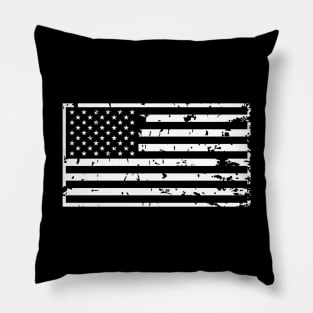 Vintage Distressed 1-Color American USA Flag Pillow