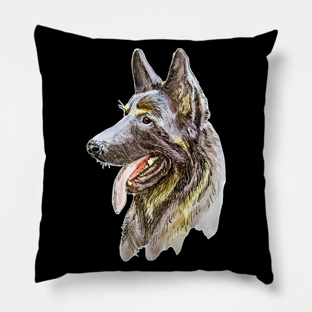 German shepherd Pillow by VicaVeresk