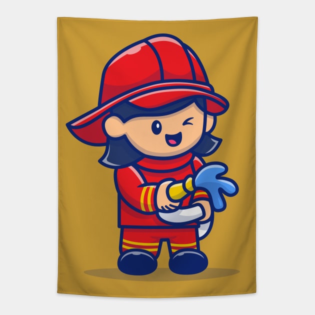Cute Firefighter Tapestry by Catalyst Labs