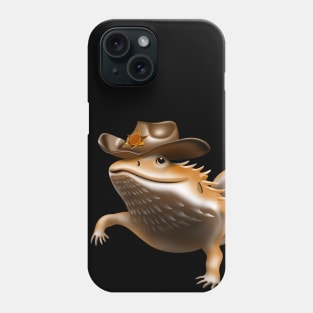 Bearded dragon wearing a cowboy hat, saying howdy cartoon Phone Case