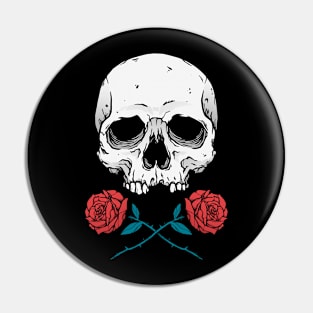 Skull and Roses Pin