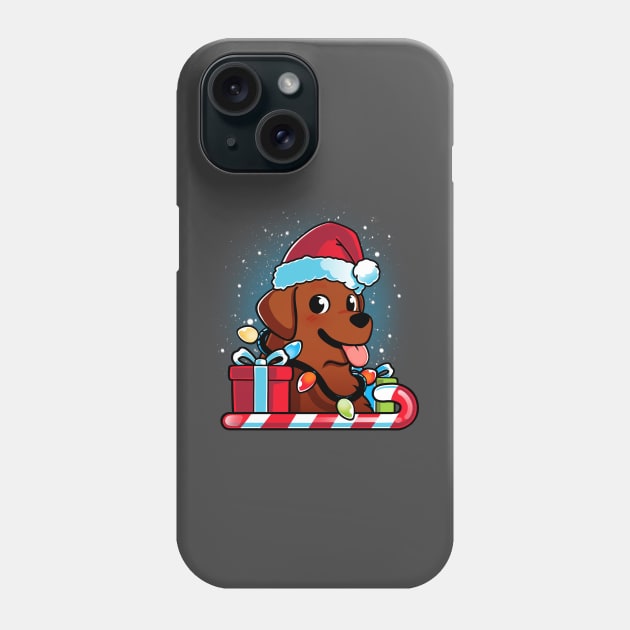 Chocolate Brown Labrador Dog Christmas Phone Case by Digital Magician