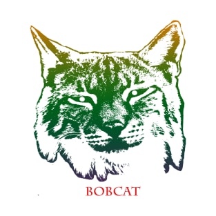 The bobcat head is Violet, Green, Orange T-Shirt