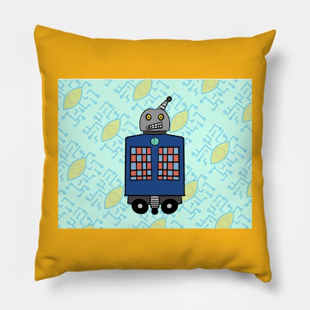 September Rolling Robot Pillow by Soundtrack Alley