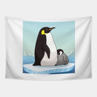 Family of penguins in cartoon style. Penguin character design. vector illustration Tapestry