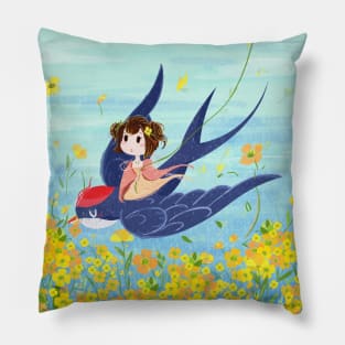 Nature Fly Girl And Birds Pillow