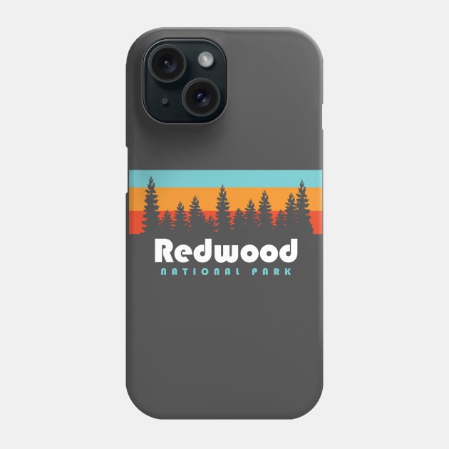 Redwood National Park California Retro Vintage Trees Phone Case by PodDesignShop