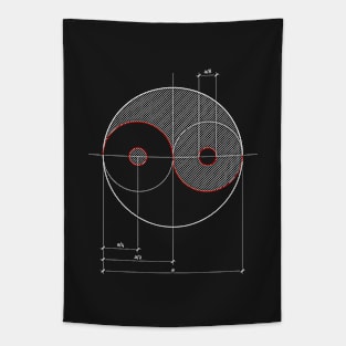 Yin Yang technical drawing Tapestry