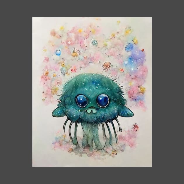 Cute flowerpunk sea creature - Jellyfish Monster by Fluffypunk