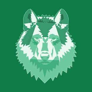 Geometric Green Wolf T-Shirt