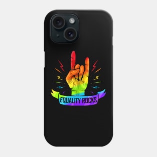 Colorful Sign Of The Horns Hand LGBTQ Equality Rocks Phone Case