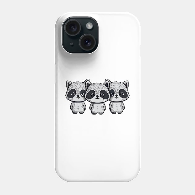 Cartoon style raccoons pack Phone Case by stkUA