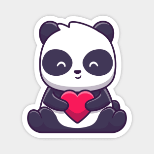 Cute panda sitting and holding love Magnet