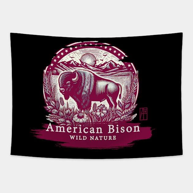 American Bison - WILD NATURE - BISON -13 Tapestry by ArtProjectShop