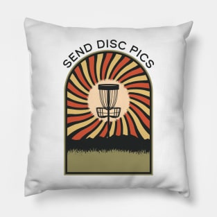 Send Disc Pics | Disc Golf Vintage Retro Arch Mountains Pillow