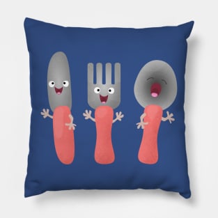 Cute knife fork and spoon cutlery cartoon Pillow