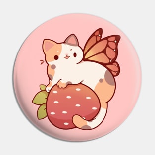 Fairy calico cat with strawberry Pin