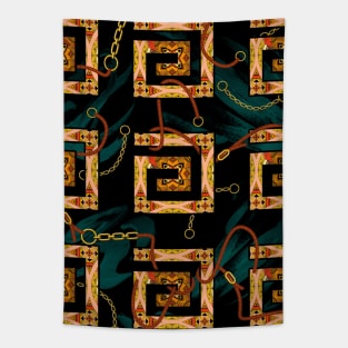 Belts, gold chain and ethnic pattern Tapestry