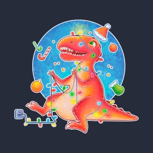 New year and christmas dinosaur T-Shirt