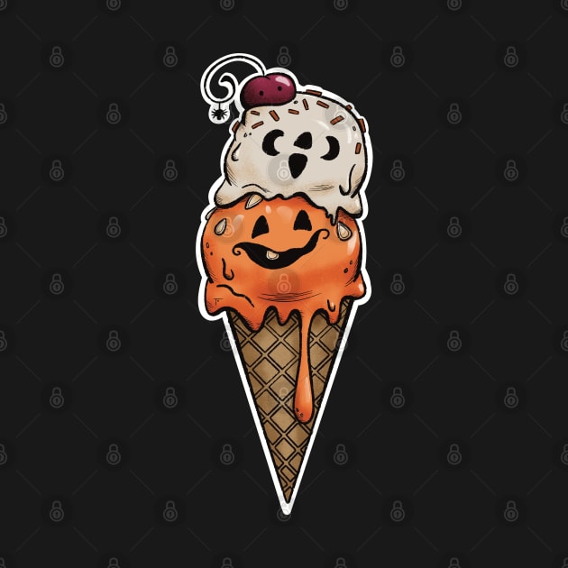 Cute Pumpkin Ice Cream by Bee and Clover Designs