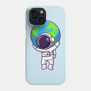 Cute Astronaut Bring Earth In Space Cartoon Phone Case