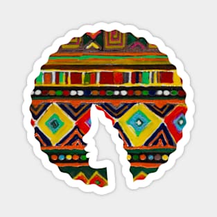 Afro Hair Woman with African Pattern, Black History Magnet