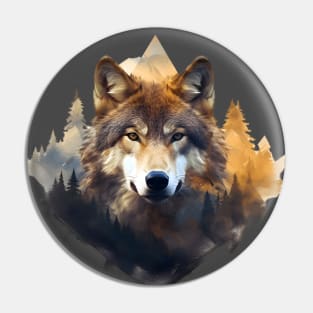 Wolf Mountain (orange/brown) Pin