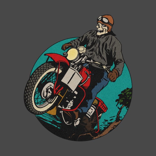 Vintage Inconsiderate Skull Moto Rider by Kujo Vintage