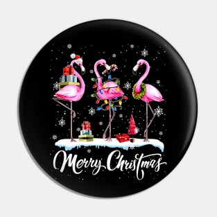 Merry Christmas Flamingo Pin