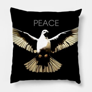 Peace Against Hate: Call for a Peaceful Resolution on a dark (Knocked Out) background Pillow