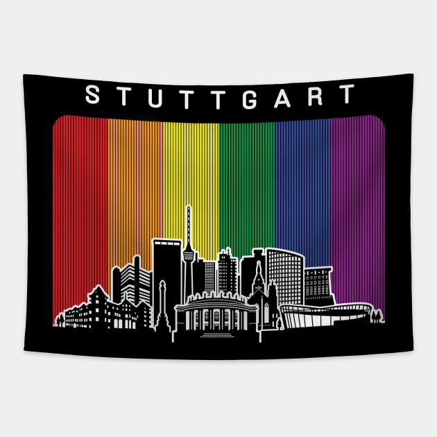 Stuttgart LGBT Rainbow Flag Tapestry by travel2xplanet