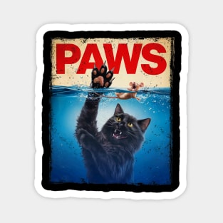 Paws Parody Black Cat Chasing a Cute Scared Mouse Top Kitten Magnet