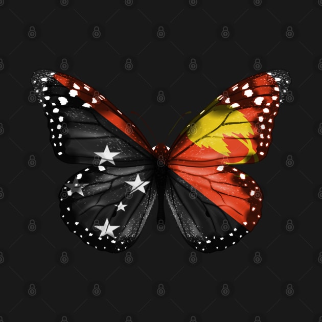 Papua New Guinean Flag  Butterfly - Gift for Papua New Guinean From Papua New Guinea by Country Flags