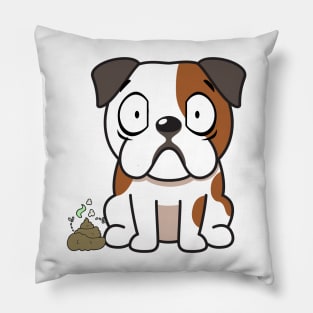 Funny bulldog smells poo poo Pillow