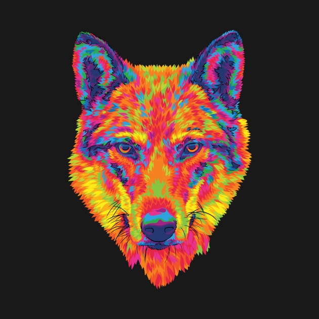 Rainbow Wolf Stare by polliadesign