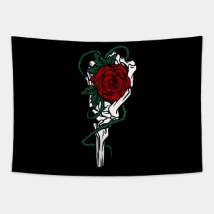 Dark Rose in Bones - Aesthetic dark lover's Tapestry