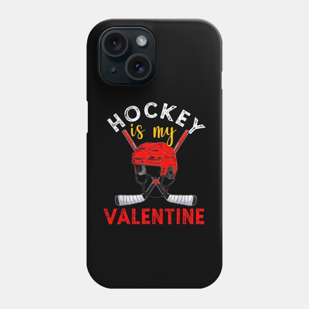 Hockey Is My Valentine Hockey Lover Valentines Day Mens Boys Phone Case by Neldy