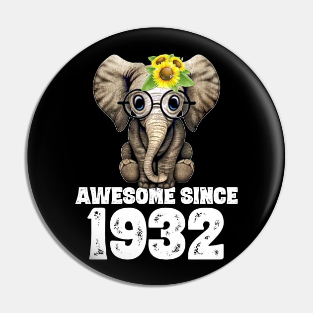 Awesome since 1932 88 Years Old Bday Gift 88th Birthday Pin by DoorTees