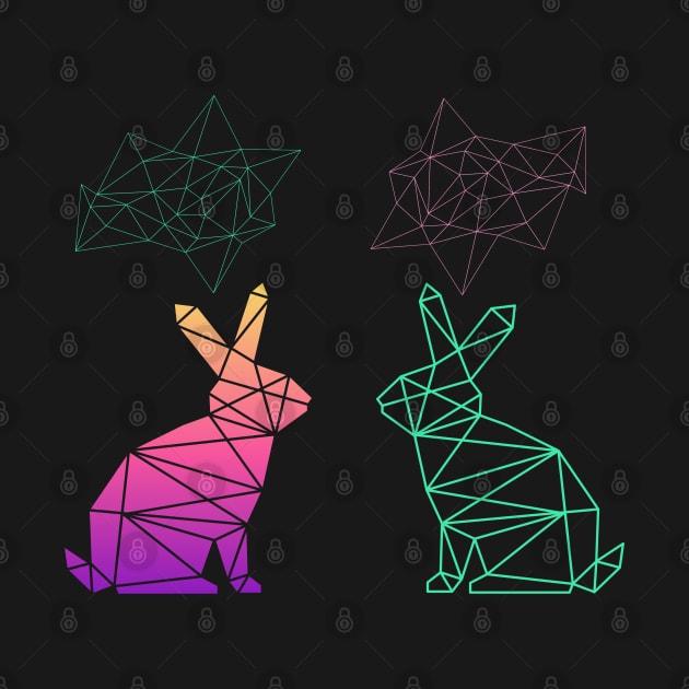 Geometric Bunny Colorful Abstract Retro Design by hippohost