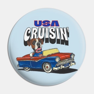 Funny and Cute Boxer dog driving a vintage classic car Pin