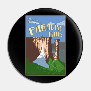 Paradise Falls Travel Poster Pin