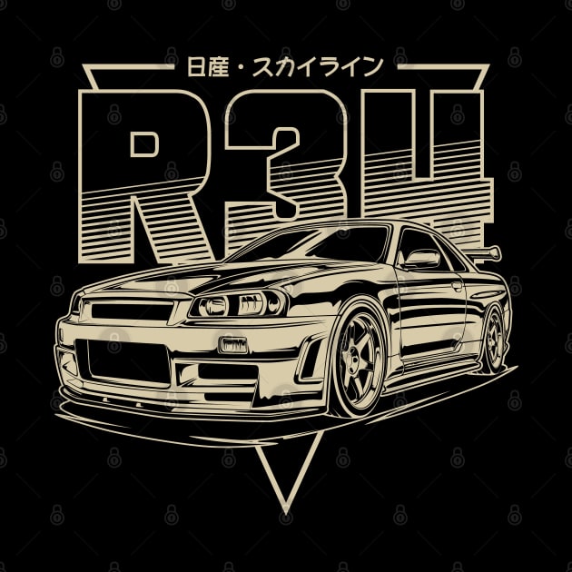 Skyline GTR R34 (Retro Yellow) by idrdesign